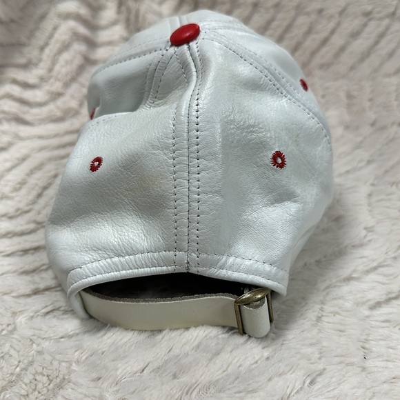 Vintage Logo Athletic Atlanta Falcons LEATHER hat buckle back, 90's, White /red - Picture 2 of 8